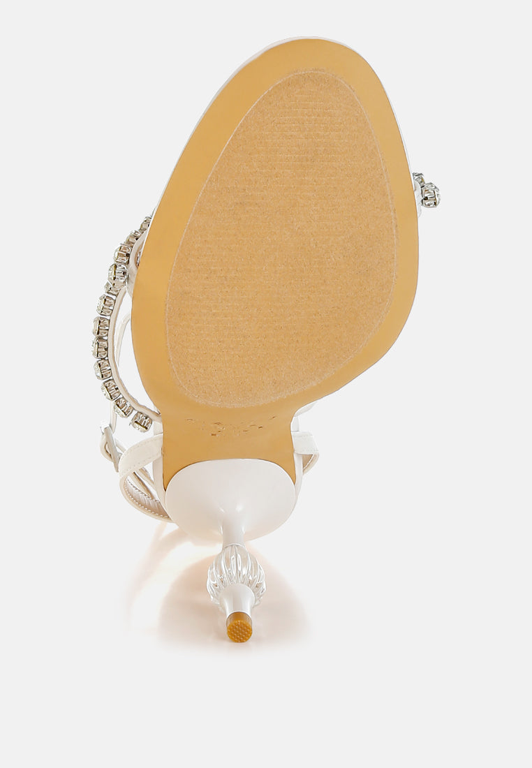 aragon diamante embellished fantasy heel sandals#color_white