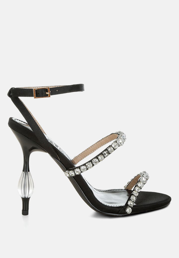 aragon diamante embellished fantasy heel sandals#color_black