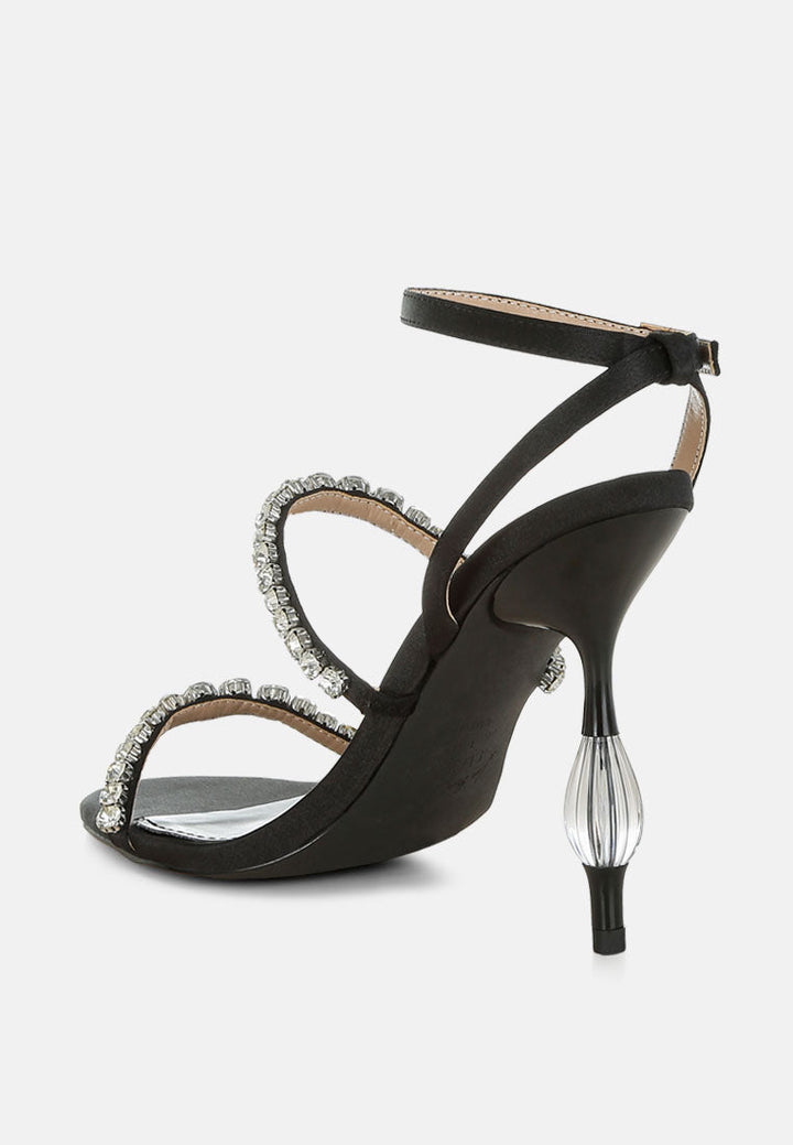 aragon diamante embellished fantasy heel sandals#color_black