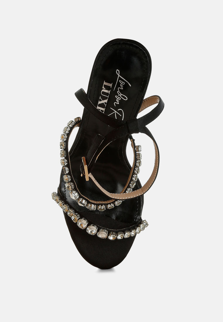 aragon diamante embellished fantasy heel sandals#color_black
