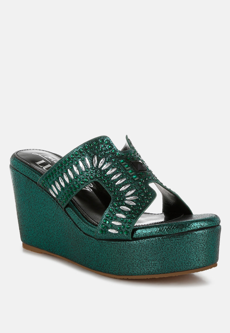 marnier diamante & rhinestone detail cut-out sandals#color_green