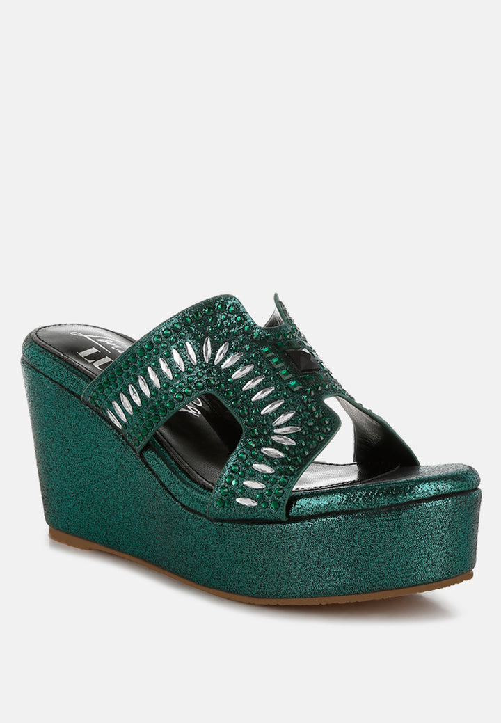 marnier diamante & rhinestone detail cut-out sandals#color_green