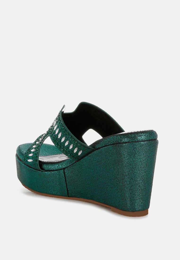 marnier diamante & rhinestone detail cut-out sandals#color_green