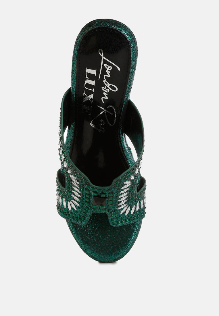 marnier diamante & rhinestone detail cut-out sandals#color_green