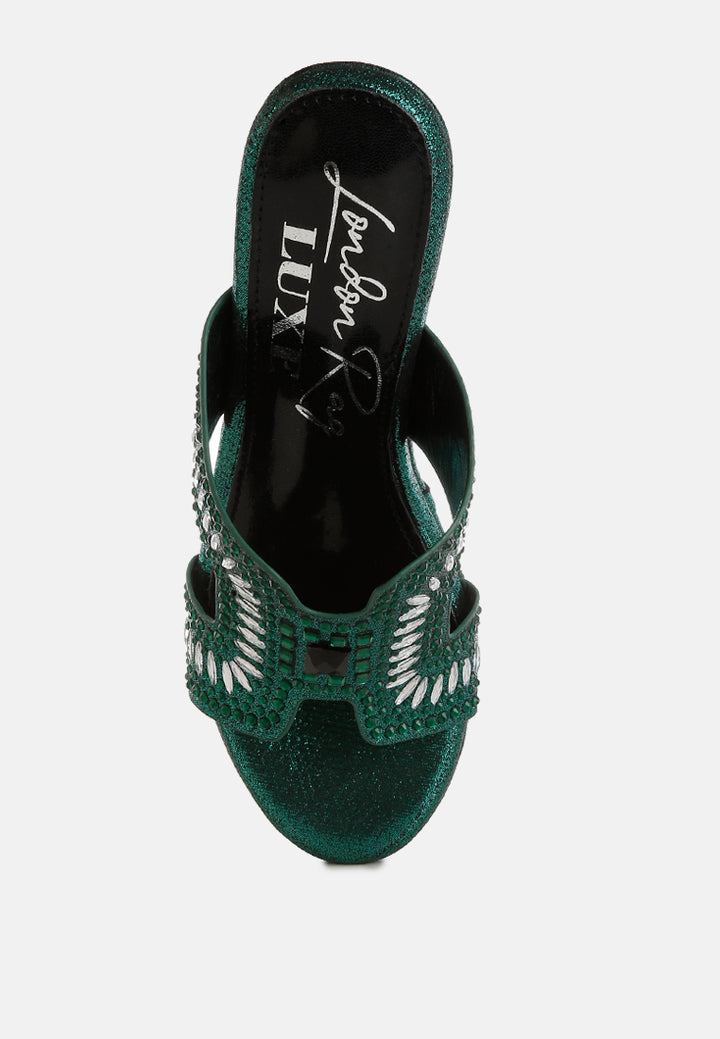 marnier diamante & rhinestone detail cut-out sandals#color_green
