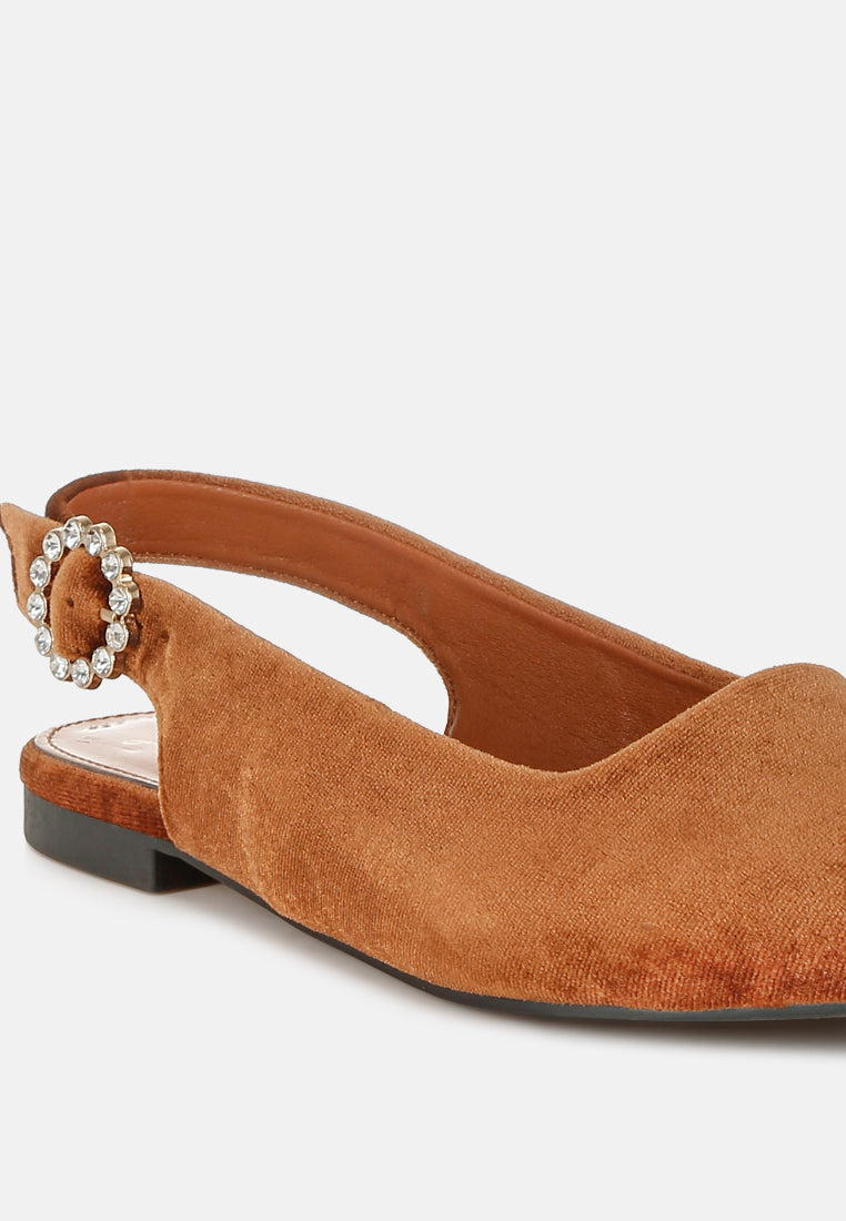 women velvet slingback flat sandals#color_brown