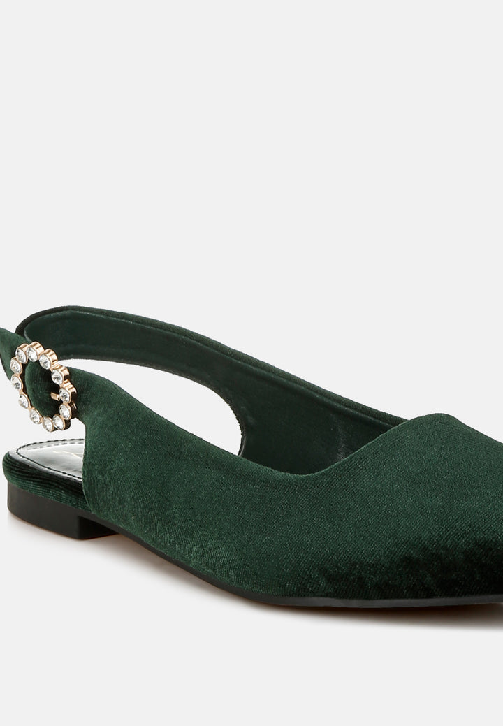 women velvet slingback flat sandals#color_green