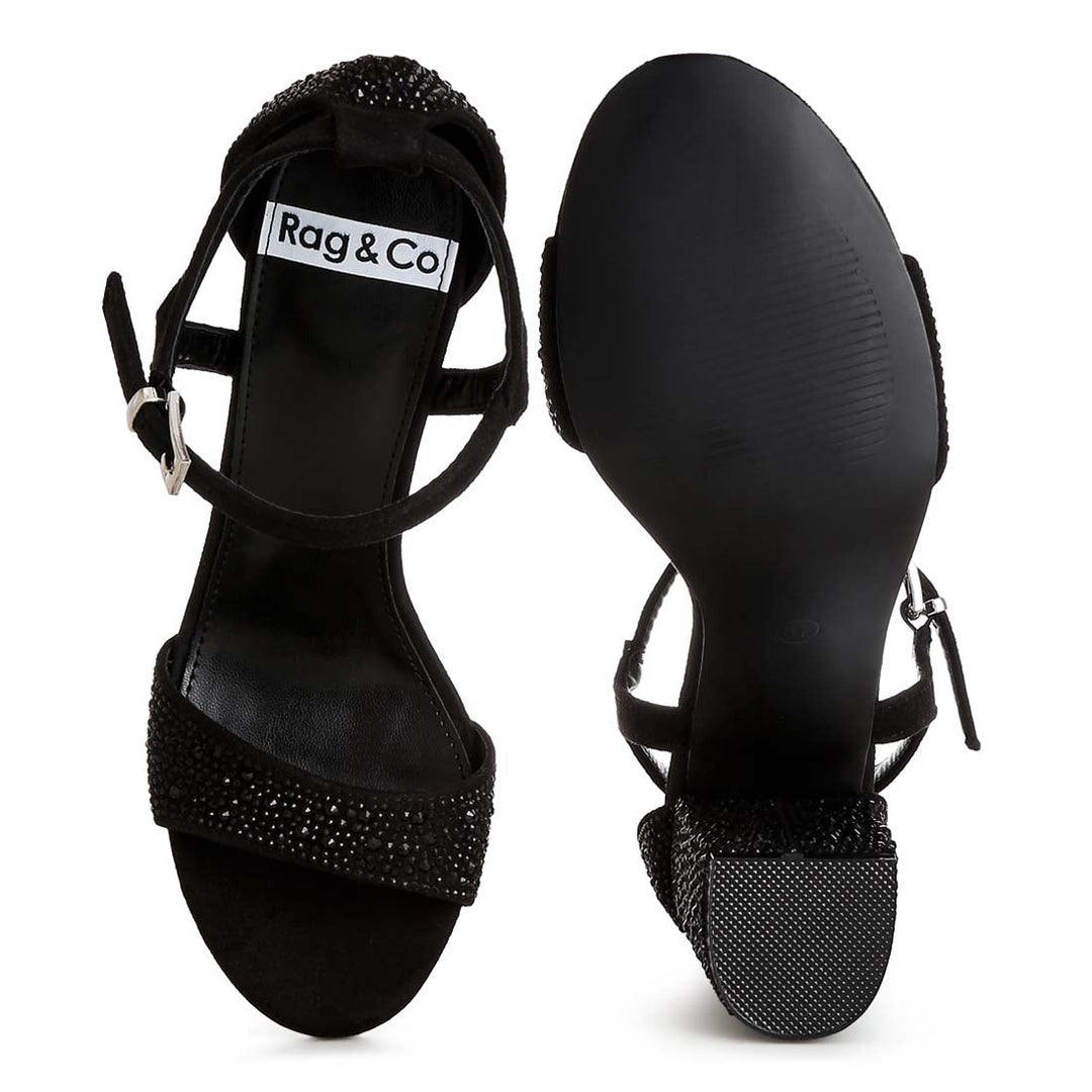 rhinestones embellished sandals#color_black