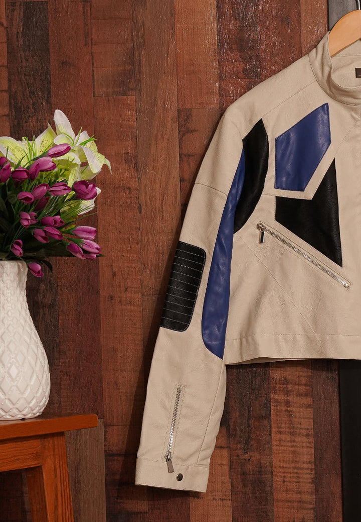 Women Cropped Paneling Detail Jacket