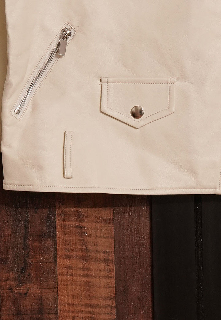 Women Classic Cropped Biker-Style Jacket