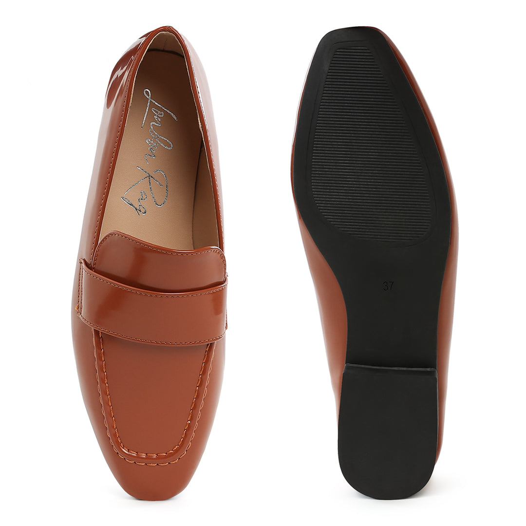 flat heel loafers#color_brown