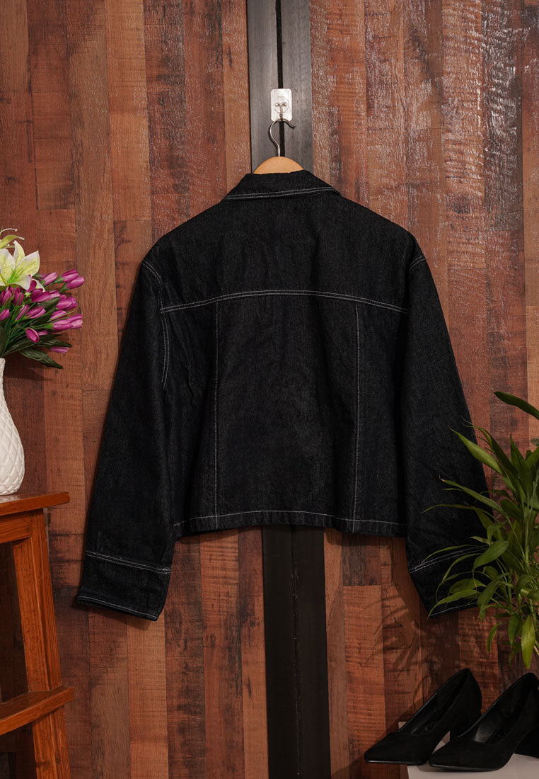 Women Zip Front Denim Jacket