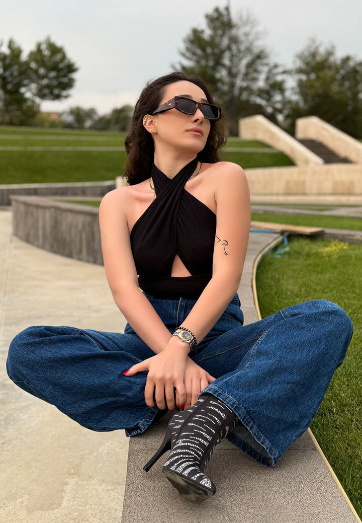 women satin rhinestone ankle party boots#color_black