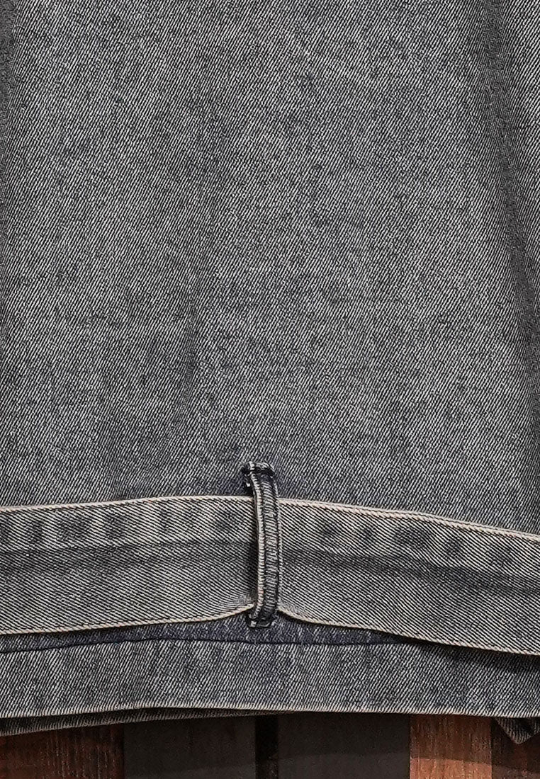 cropped front zip denim jacket#color_grey
