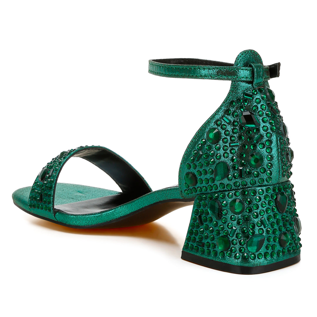 rhinestone embellished shimmer sandals#color_green