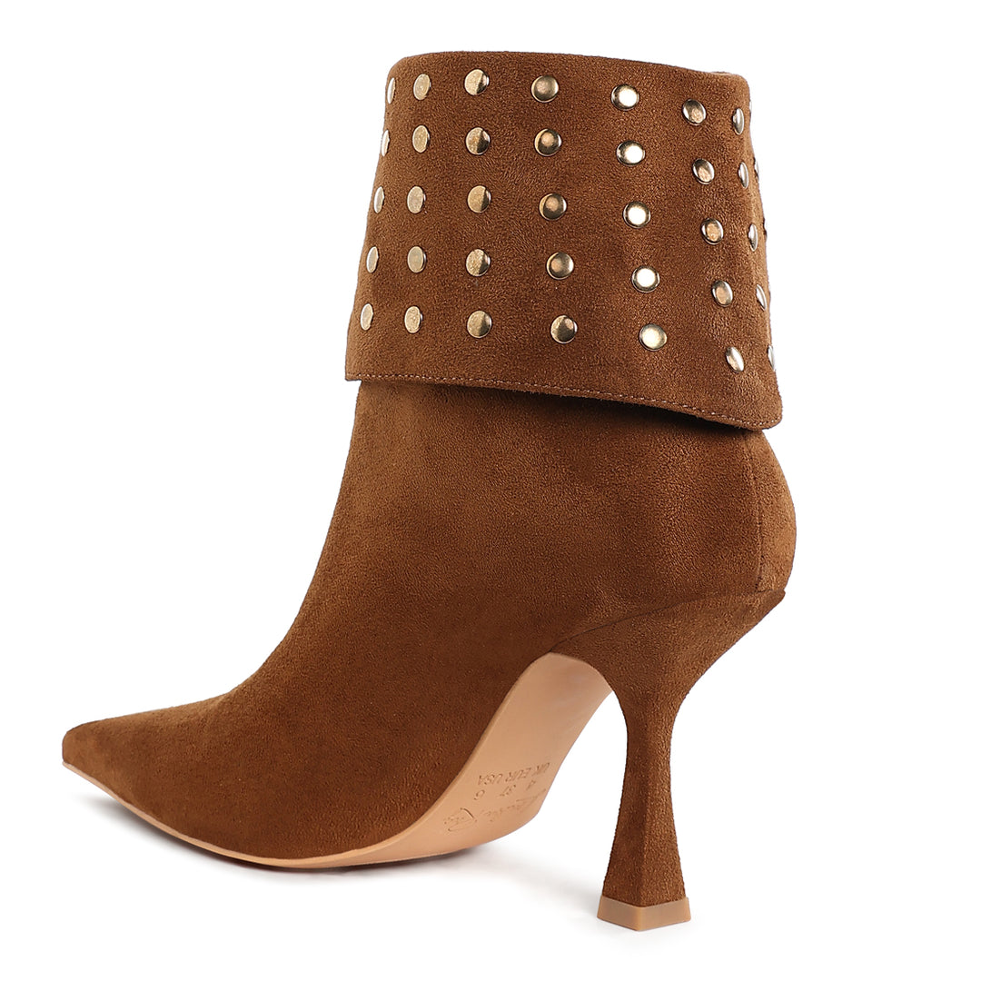 stud embellished foldover boots#color_tan