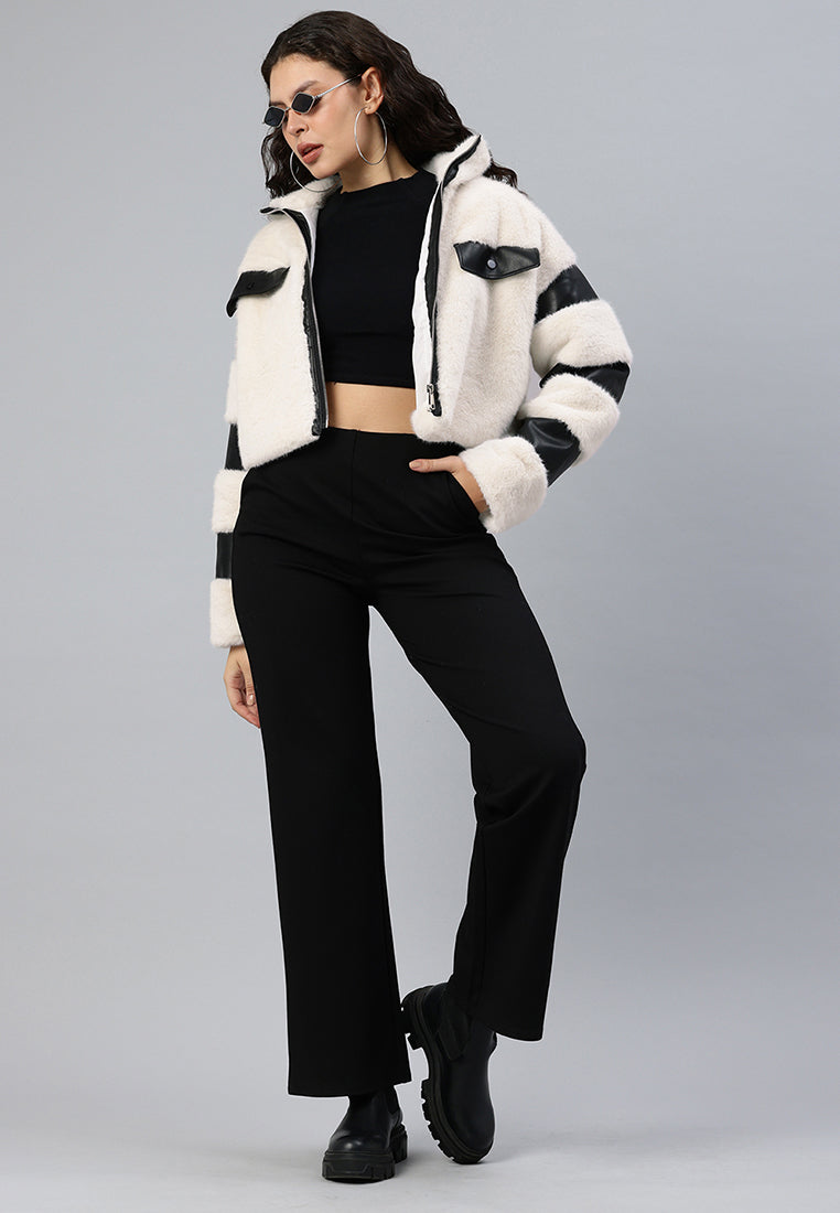 Faux Fur & Faux Leather Coat