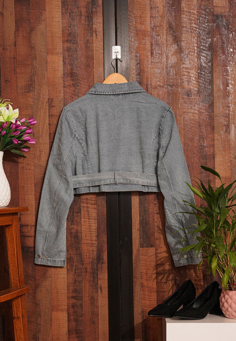 women cropped front zip denim jacket#color_light-blue