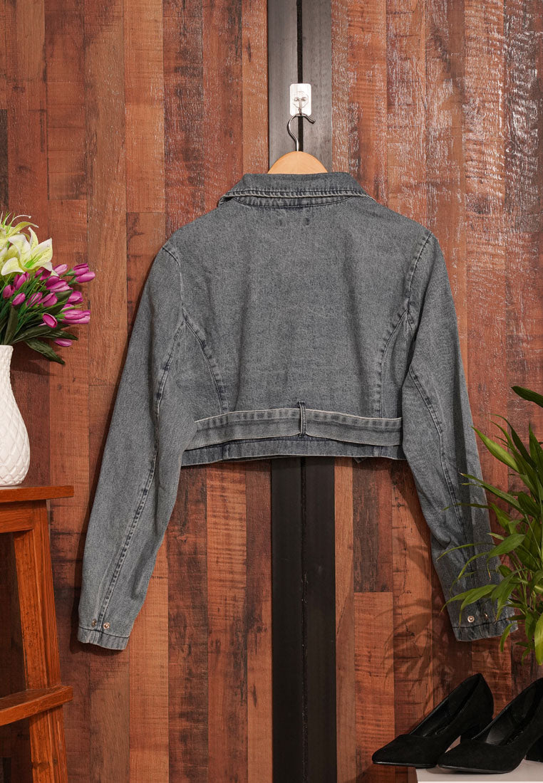 cropped front zip denim jacket#color_grey