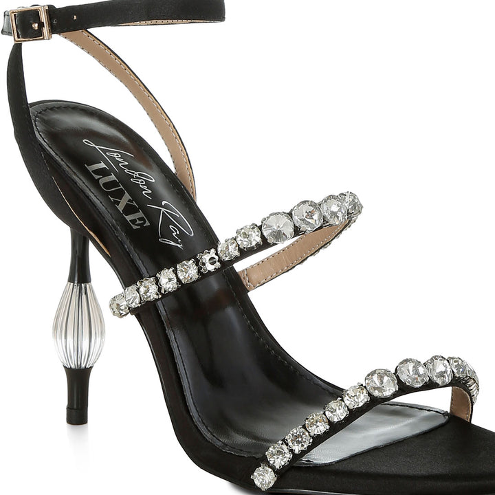 women diamante embellished fantasy heel sandals#color_black