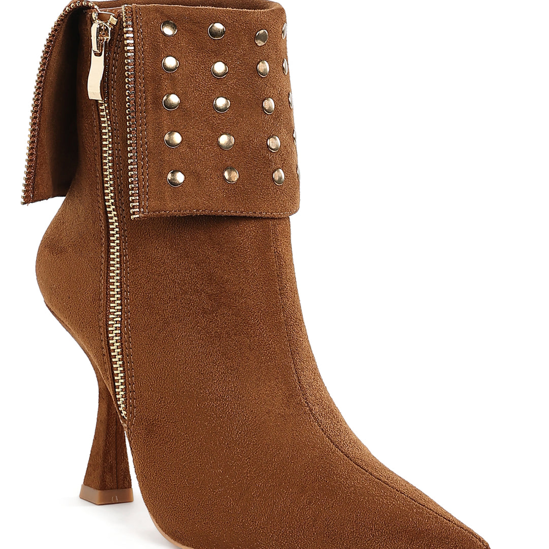 stud embellished foldover boots#color_tan