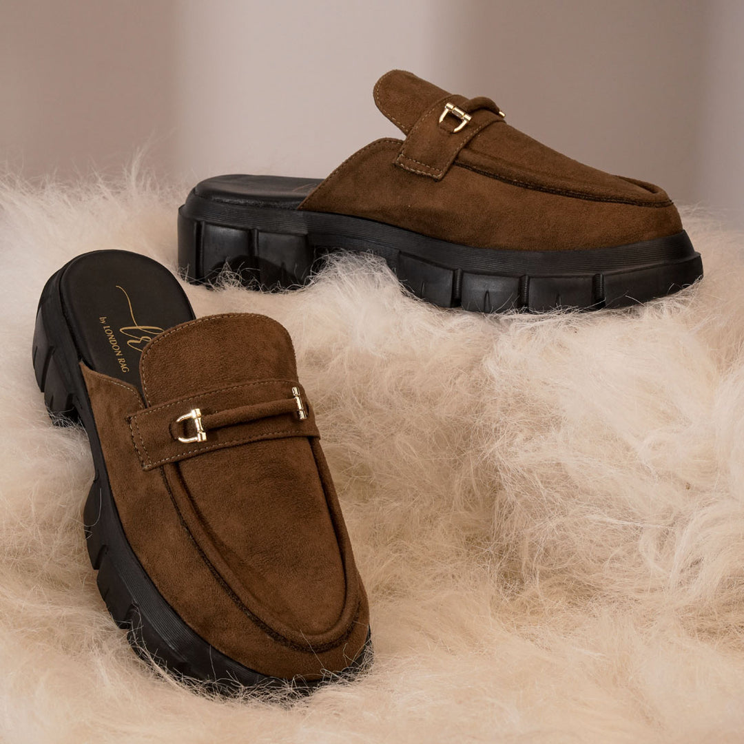 Women Microfiber Penny Strap Mules