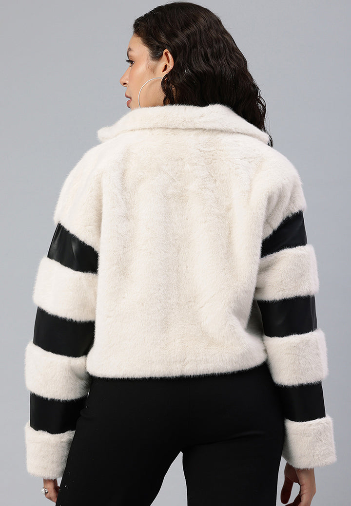 Faux Fur & Faux Leather Coat