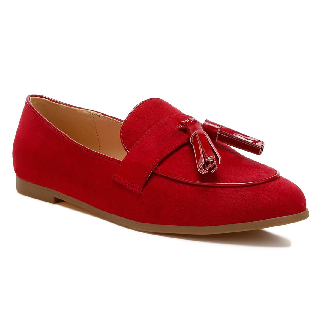 micro suede tassel loafers
#color_red