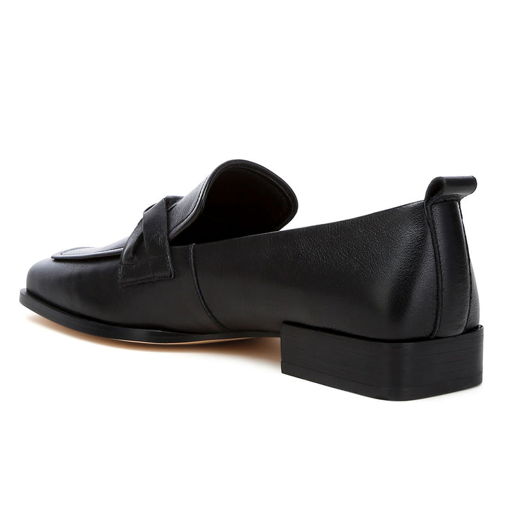 genuine leather braided loafers#color_black