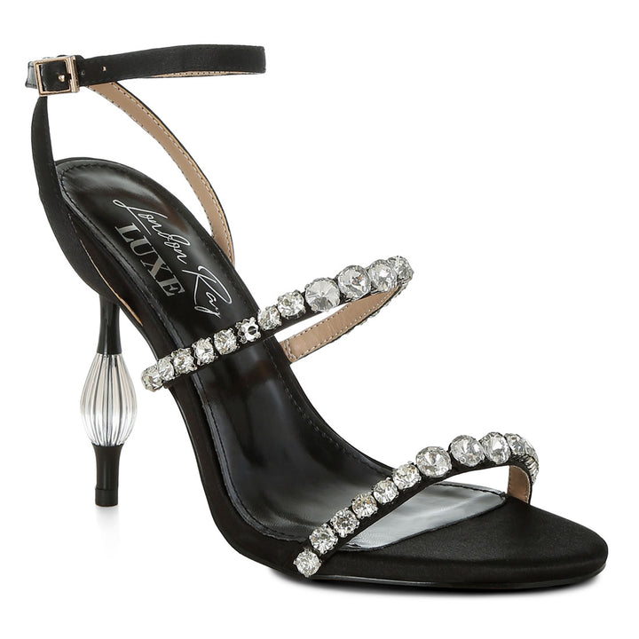 women diamante embellished fantasy heel sandals#color_black