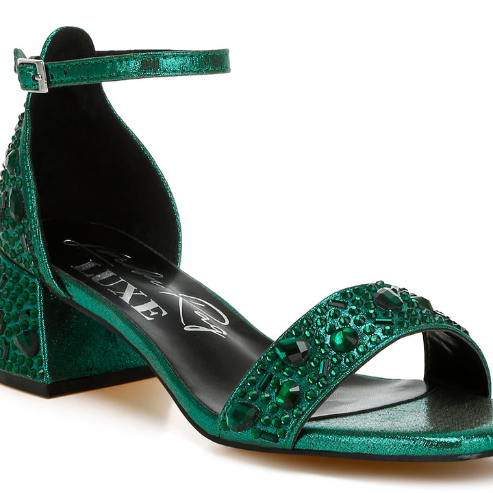 rhinestone embellished shimmer sandals#color_green