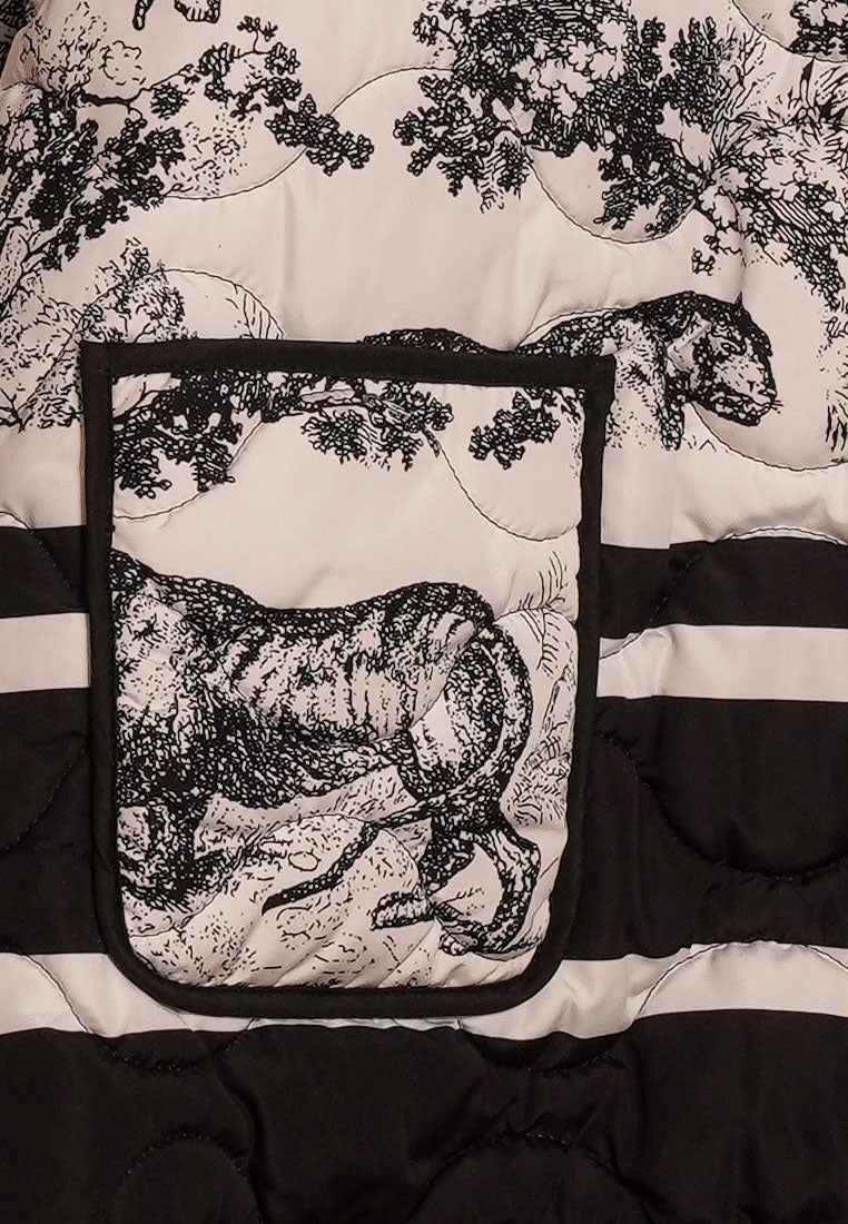 Women Wildlife Print Quilted Jacket