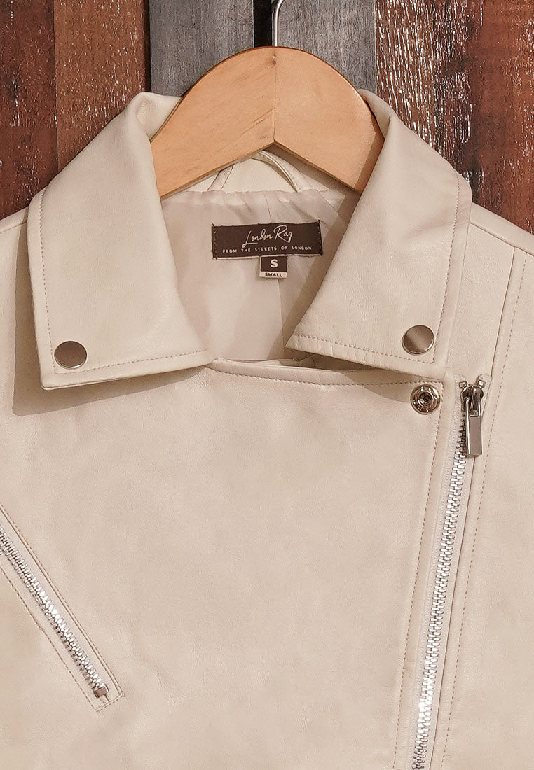 Women Classic Cropped Biker-Style Jacket