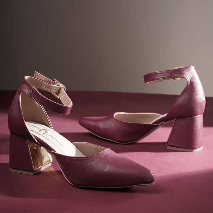 women pointy-toe flared block heels#color_burgundy