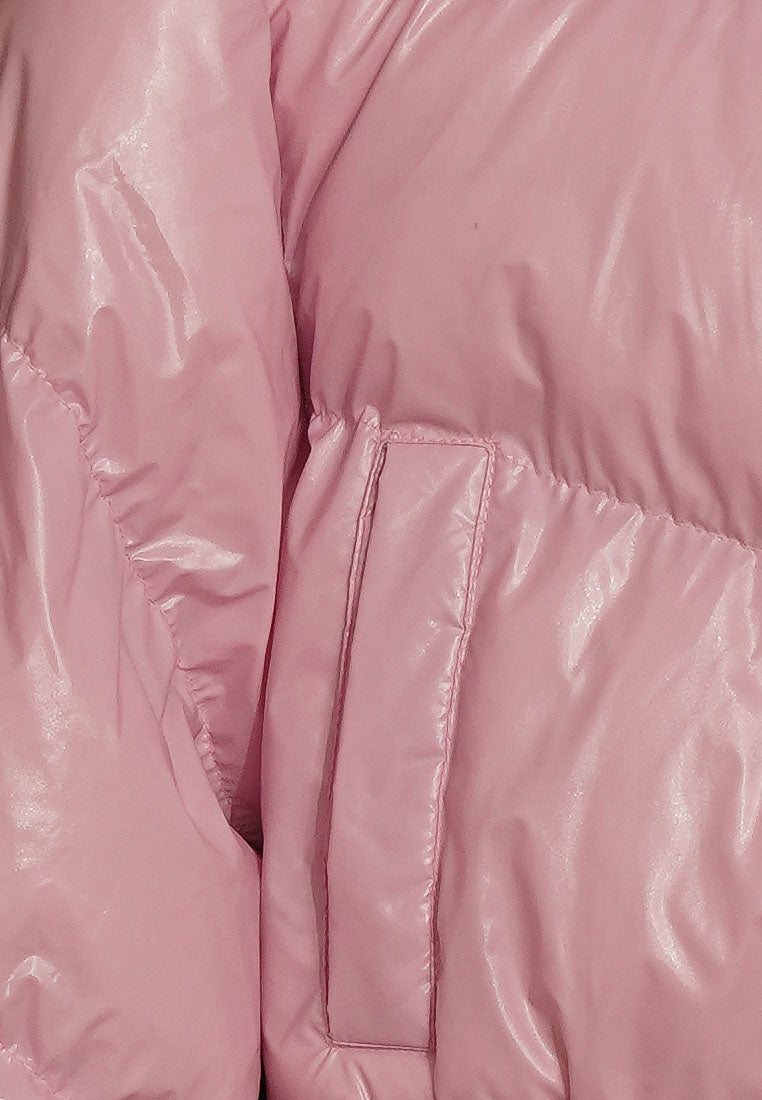 women light pink puffer jacket#color_pink