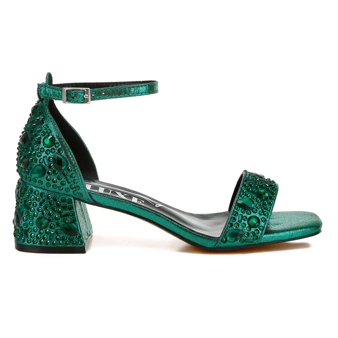 rhinestone embellished shimmer sandals#color_green