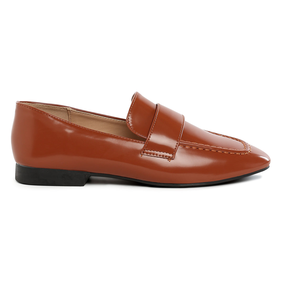 flat heel loafers#color_brown