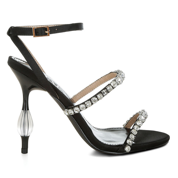 women diamante embellished fantasy heel sandals#color_black