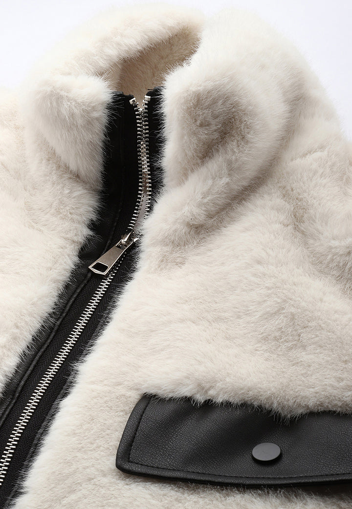 Faux Fur & Faux Leather Coat