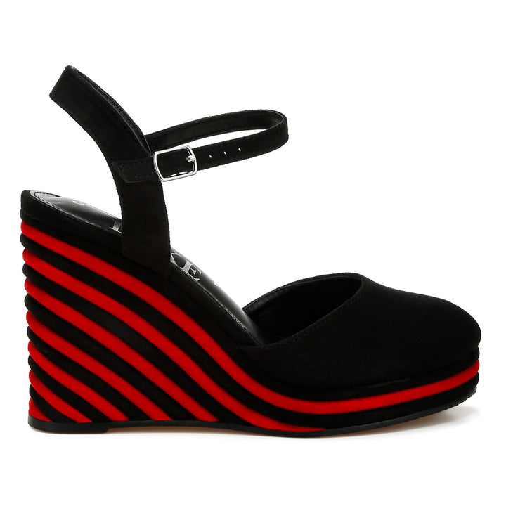 dual tone wedge sandals#color_black