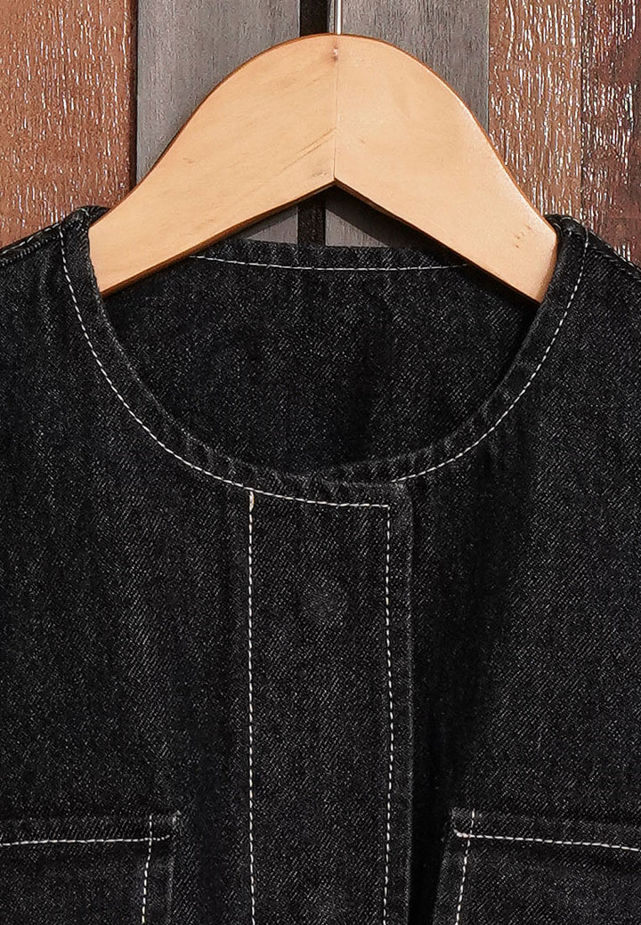 Women Utility Pockets Denim Jacket