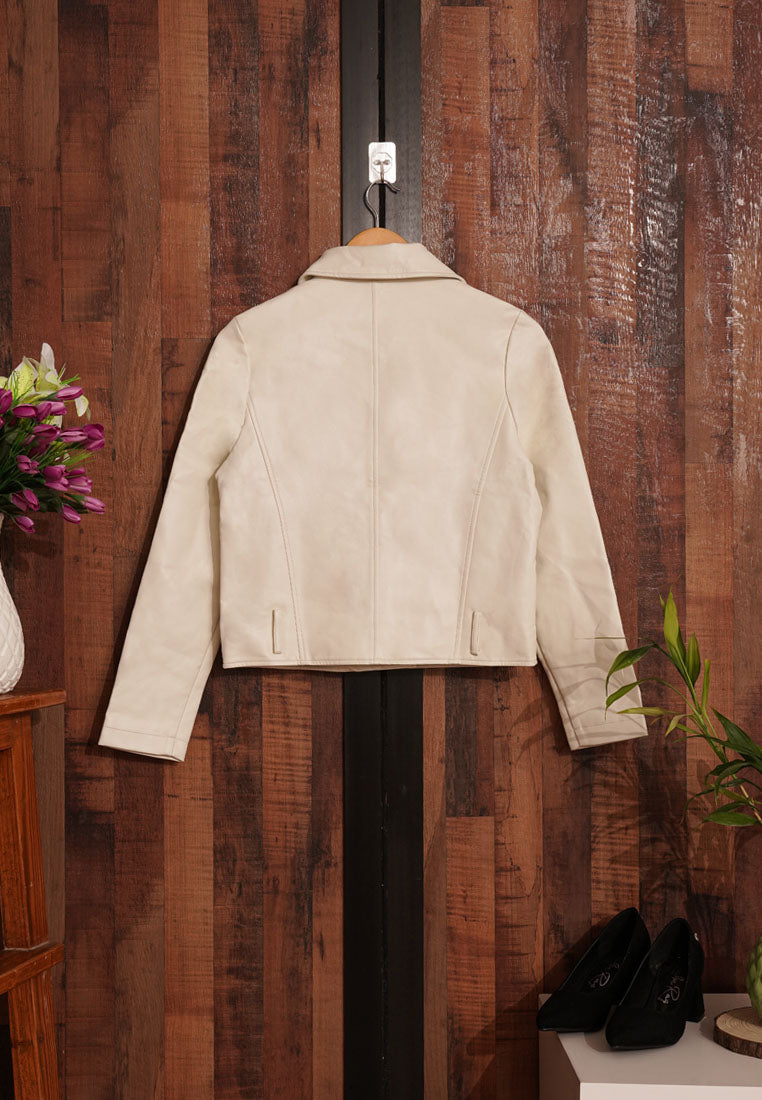 Women Classic Cropped Biker-Style Jacket