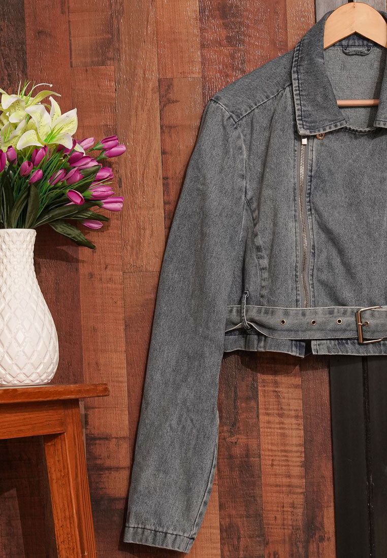 cropped front zip denim jacket#color_grey