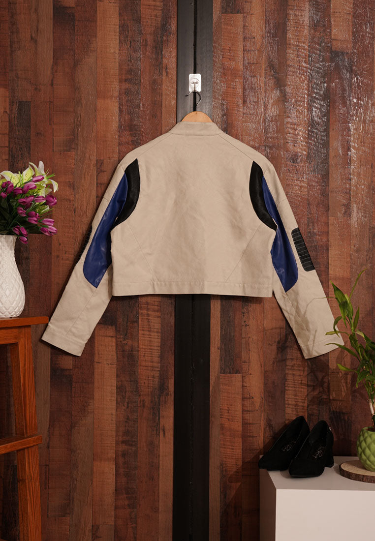 Women Cropped Paneling Detail Jacket