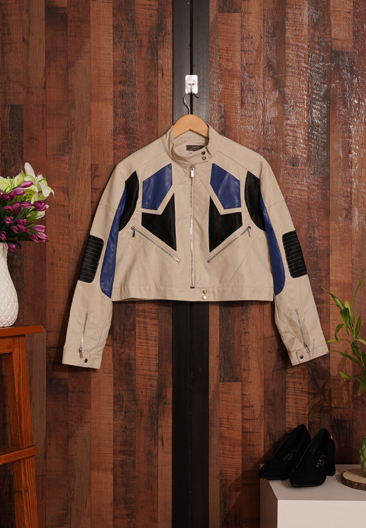 Women Cropped Paneling Detail Jacket