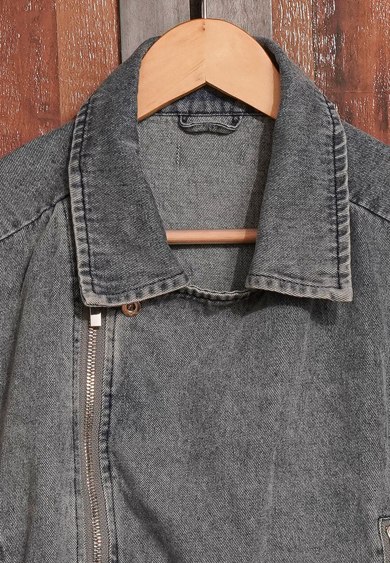 cropped front zip denim jacket#color_grey