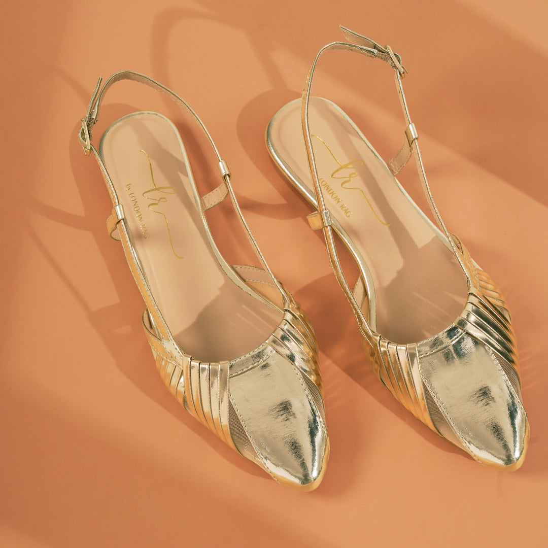 Women Metallic Faux Leather Slingback Sandals