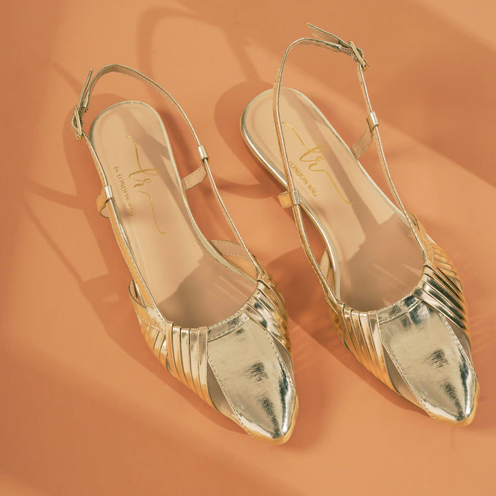 Women Metallic Faux Leather Slingback Sandals