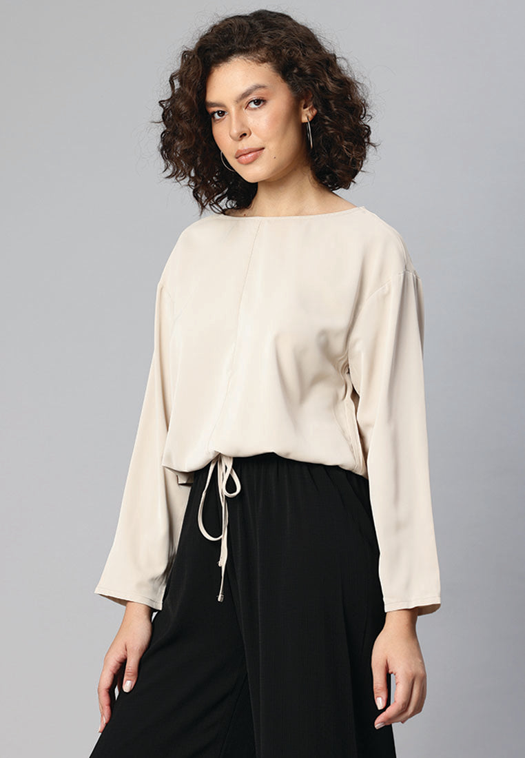 drawstring relaxed top by ruw#color_beige