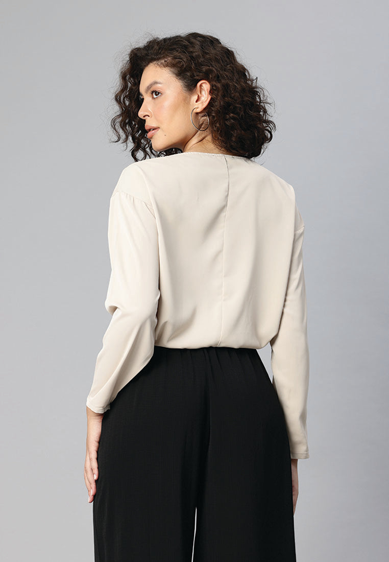 drawstring relaxed top by ruw#color_beige